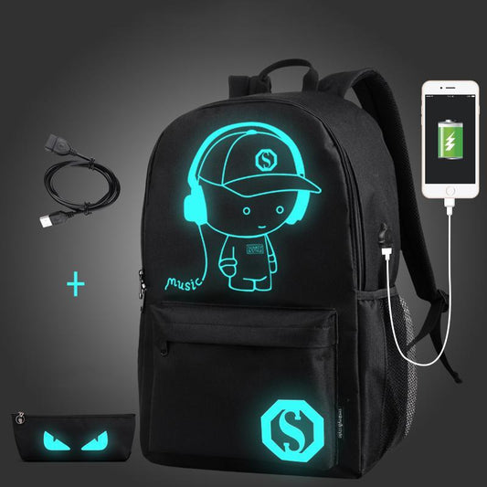 Anime Anti-Theft Glowing Backpack + Built-in Charger