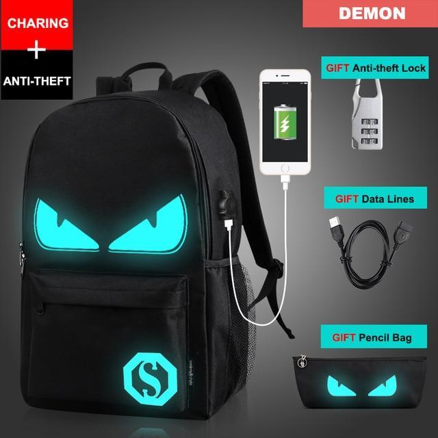 Anime Anti-Theft Glowing Backpack + Built-in Charger