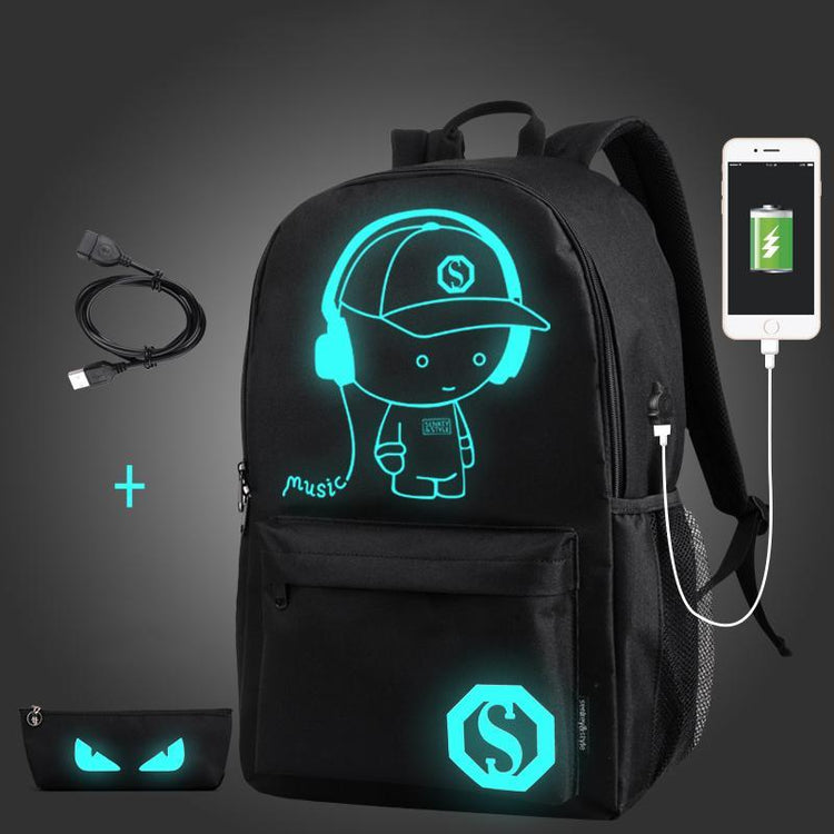 Anime Anti-Theft Glowing Backpack + Built-in Charger