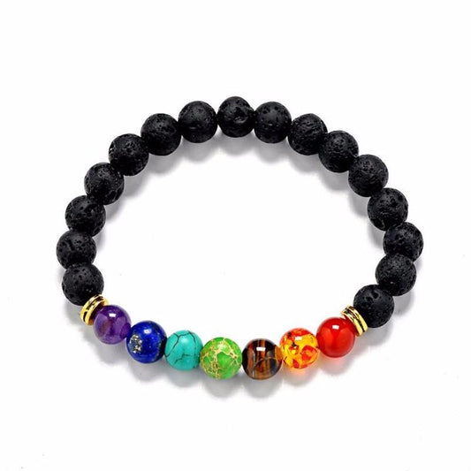 7 Chakra Healing Bracelet + Lavastones