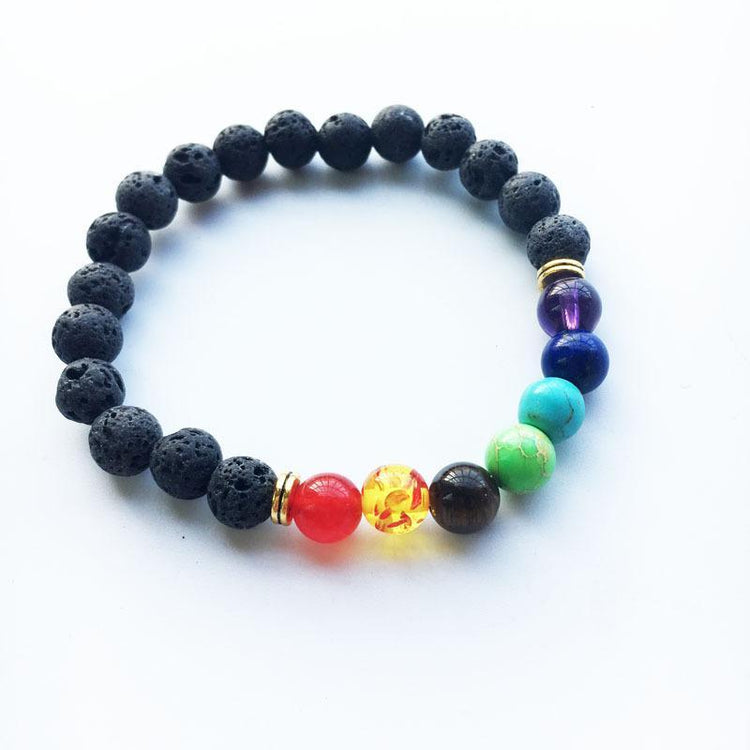 7 Chakra Healing Bracelet + Lavastones