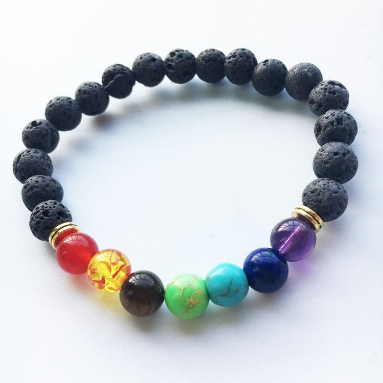 7 Chakra Healing Bracelet + Lavastones