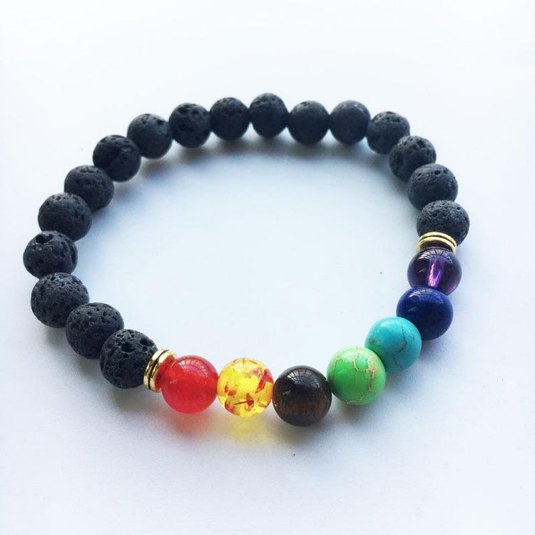 7 Chakra Healing Bracelet + Lavastones