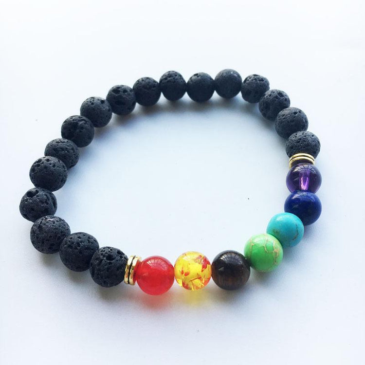 7 Chakra Healing Bracelet + Lavastones