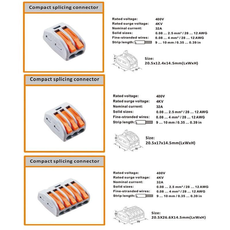 Compact Wire Connectors (30 Pcs /Set)