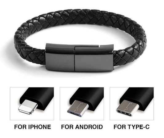 Premium Leather Charging USB Bracelet