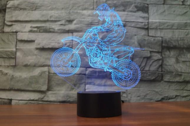 3D Optical Illusion Motocross LED Lamp