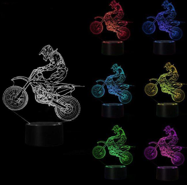 3D Optical Illusion Motocross LED Lamp