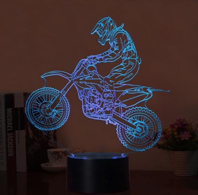 3D Optical Illusion Motocross LED Lamp