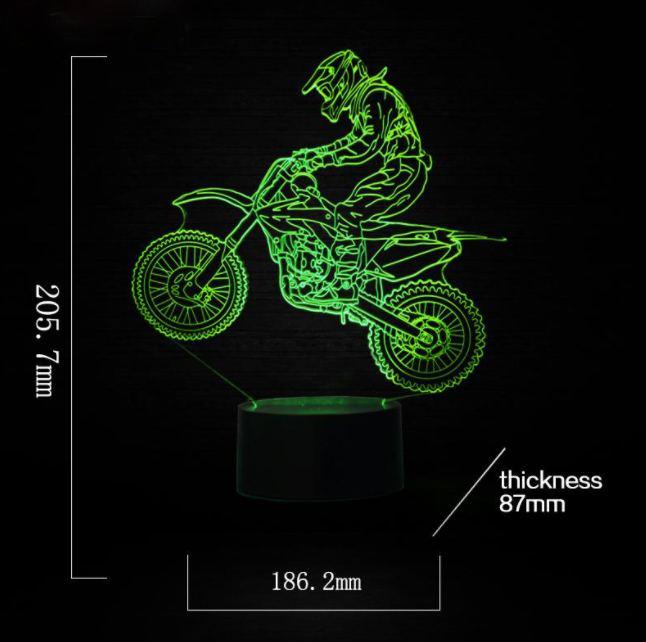 3D Optical Illusion Motocross LED Lamp