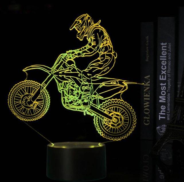 3D Optical Illusion Motocross LED Lamp