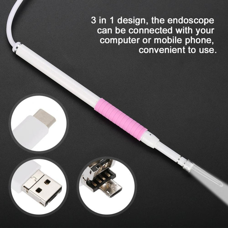 3-in-1 Pink Endoscope USB Ear Wax Cleaner Set