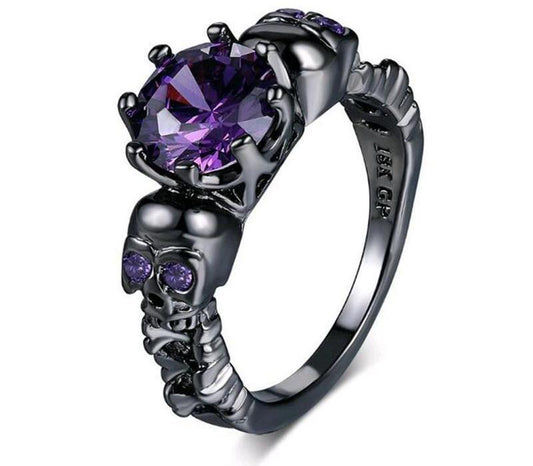 Luna - Gothic Crystal Skull Ring