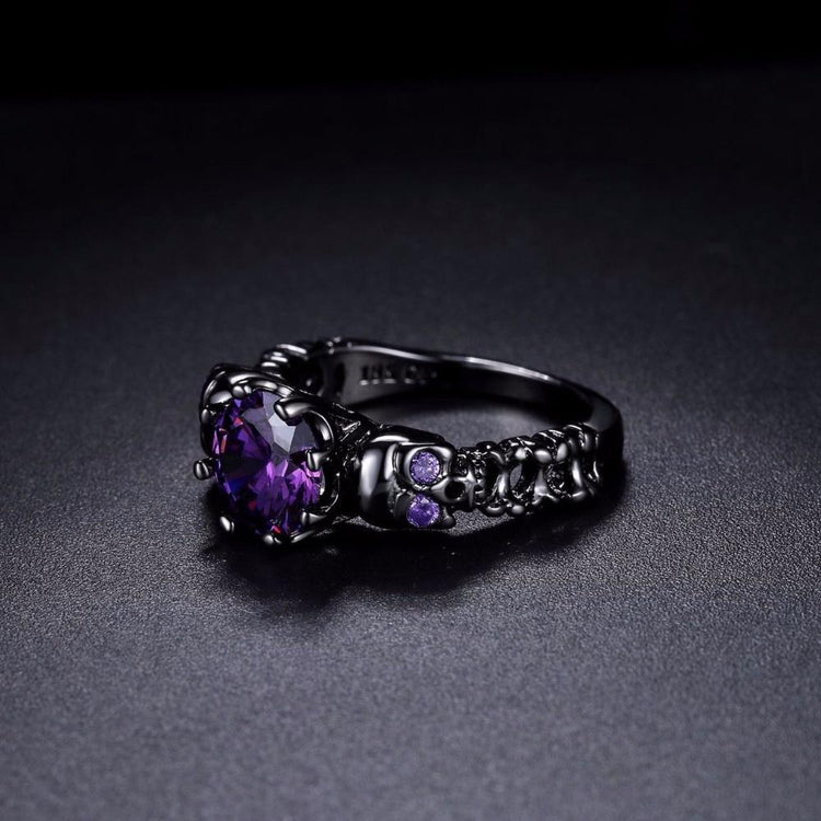 Luna - Gothic Crystal Skull Ring