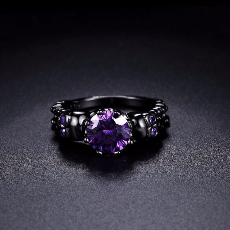 Luna - Gothic Crystal Skull Ring