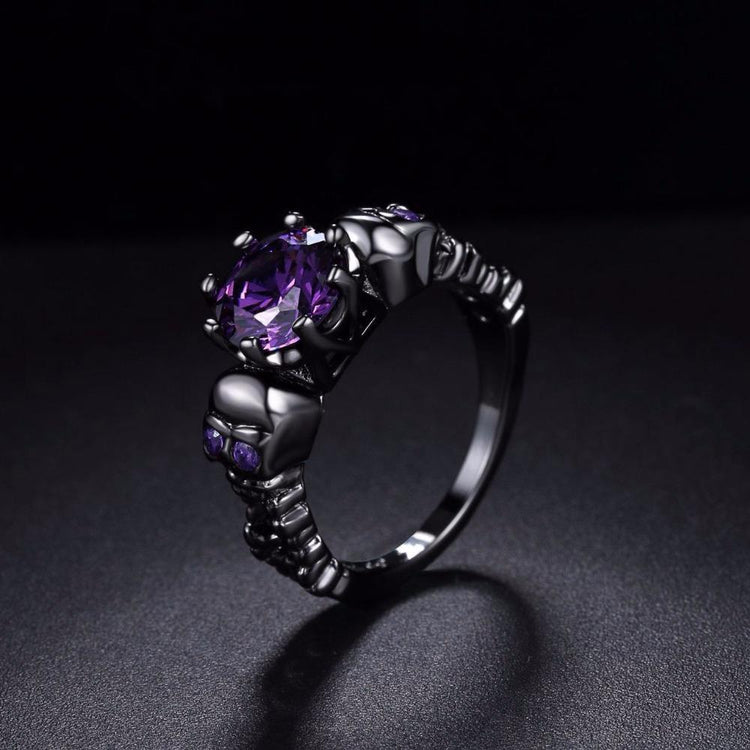 Luna - Gothic Crystal Skull Ring