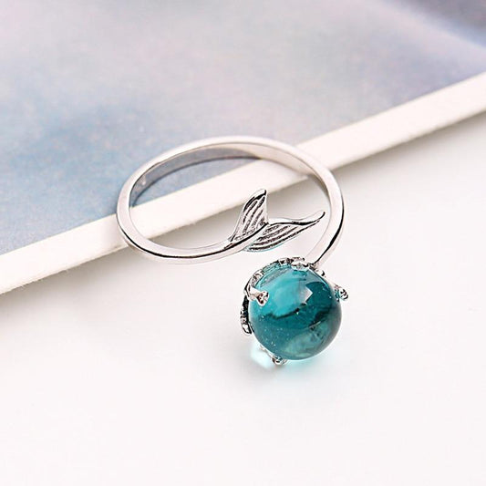 Sterling Silver Crystal Mermaid Ring