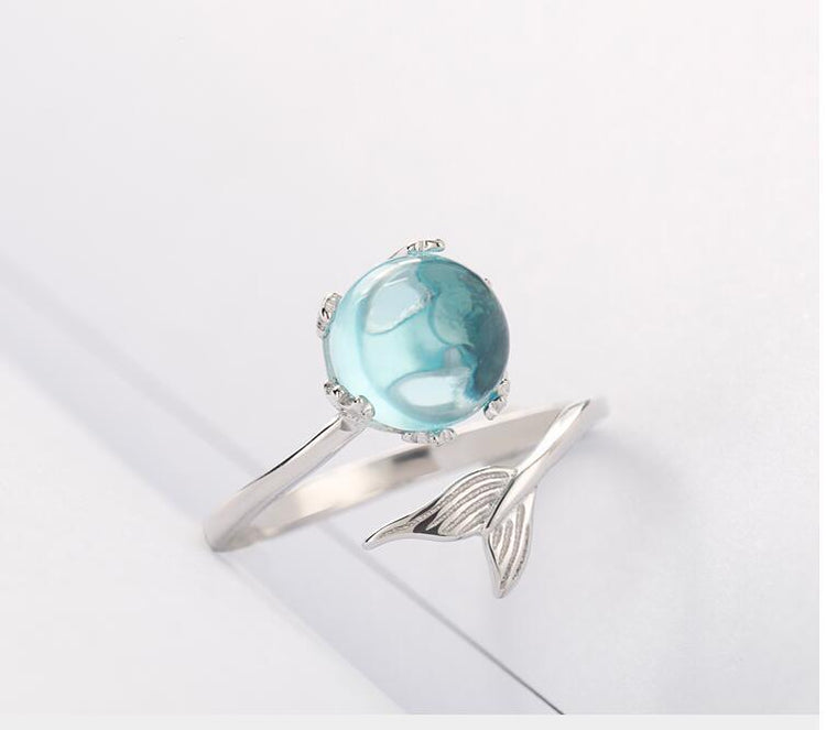 Sterling Silver Crystal Mermaid Ring