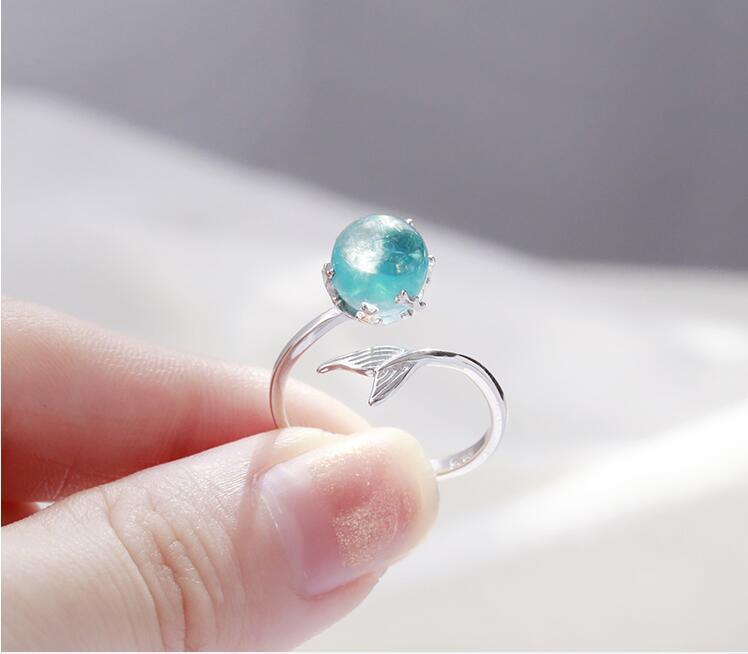 Sterling Silver Crystal Mermaid Ring