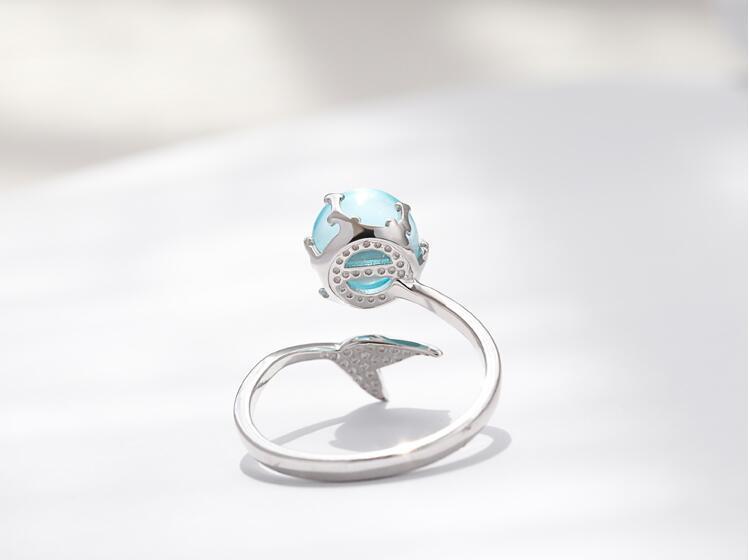 Sterling Silver Crystal Mermaid Ring