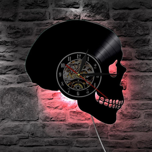 SKULL LED VINYL WALL CLOCK