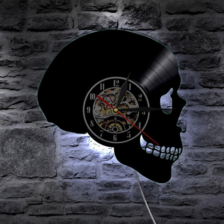 SKULL LED VINYL WALL CLOCK