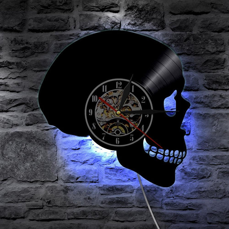 SKULL LED VINYL WALL CLOCK