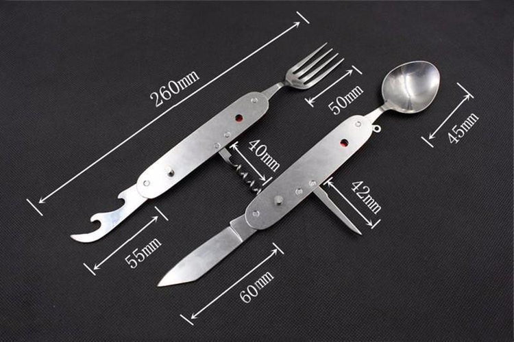 Stainless Steel 3 in 1 Spoon, Fork and Knife Set For Outdoors