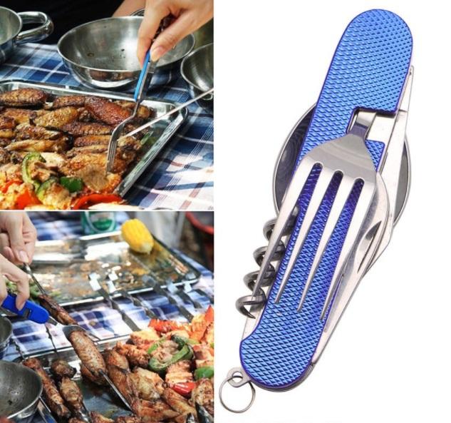 Stainless Steel 3 in 1 Spoon, Fork and Knife Set For Outdoors