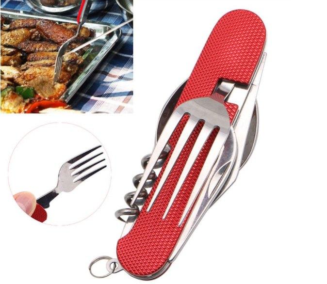 Stainless Steel 3 in 1 Spoon, Fork and Knife Set For Outdoors