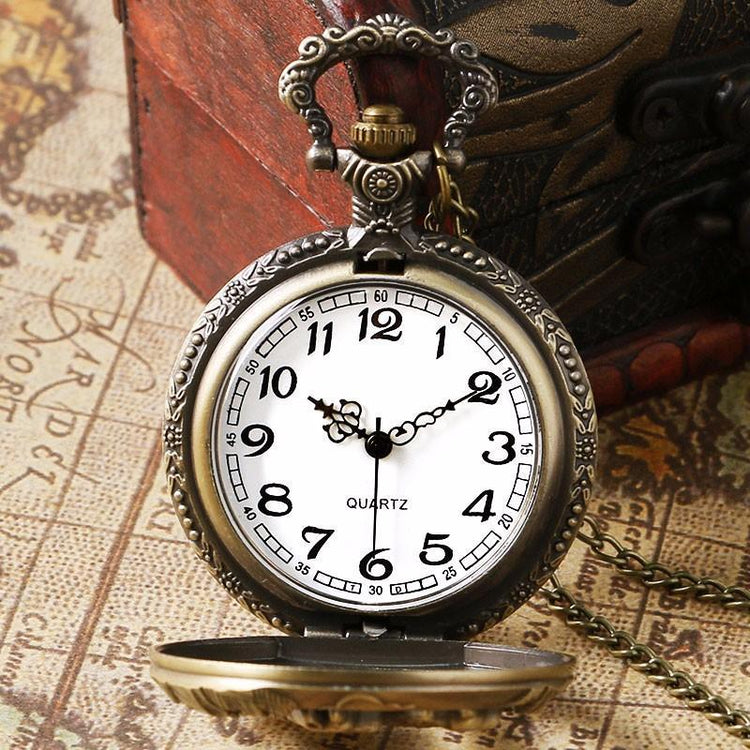 Steampunk Vintage Wolf Pocket Watch Necklace