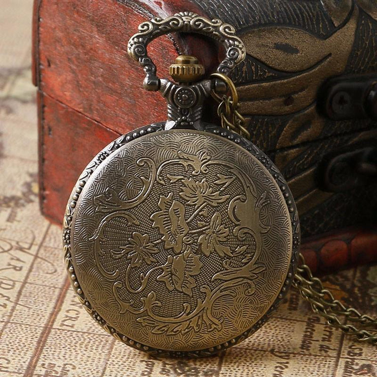 Steampunk Vintage Wolf Pocket Watch Necklace