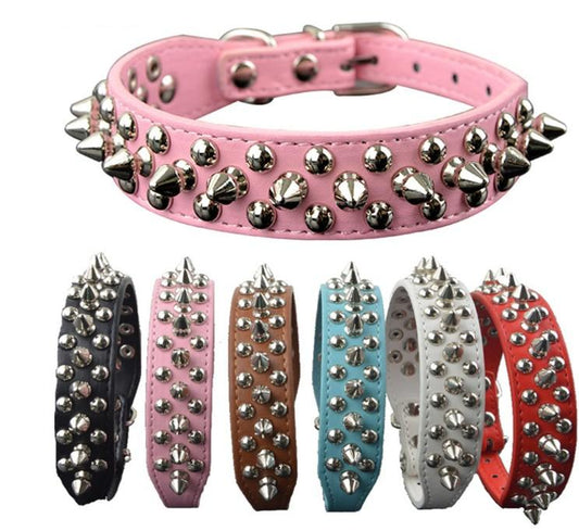 Studded And Spiked Leather Dog Collar