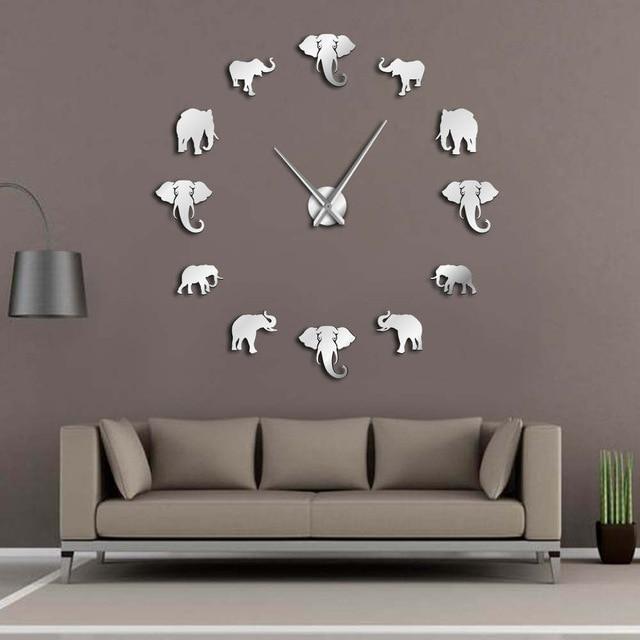 Frameless Elephant Wall Clock