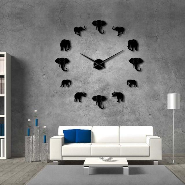 Frameless Elephant Wall Clock